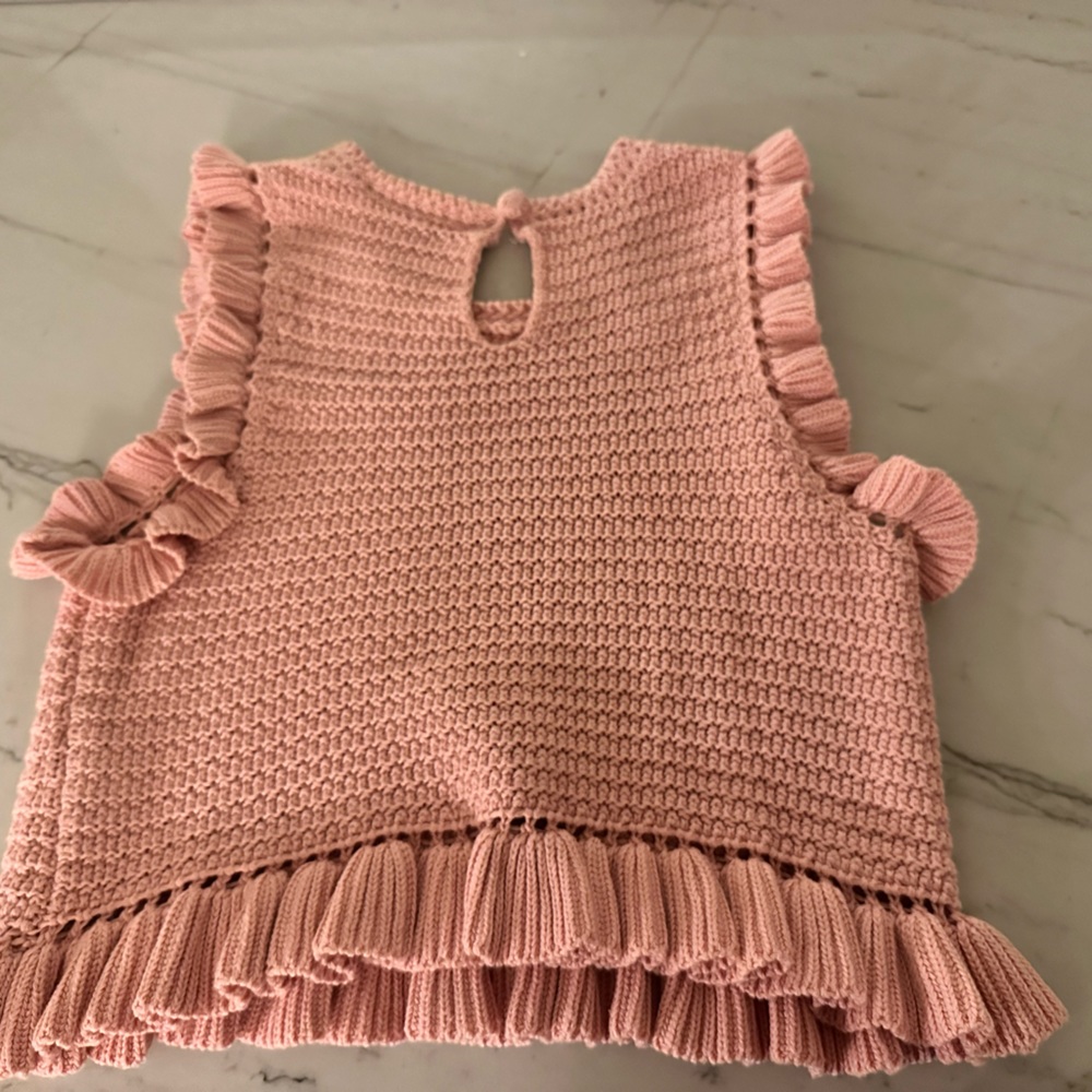 Zara light pink knit top with ruffles. Size S. Great condition. - Picture 3 of 3